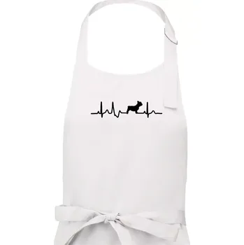 Kuchyňská zástěra EKG Francouzský buldoček z boku - Pánská zástěra na vaření - Univerzální velikost ( Bílá )