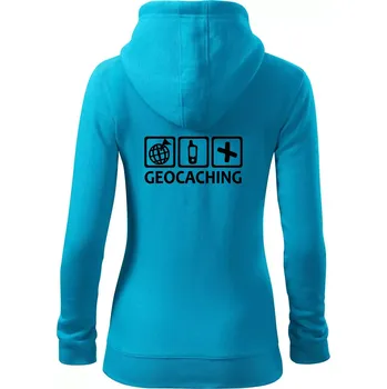 Dámská mikina Geocaching ikony - Dámská mikina trendy zipper s kapucí - M ( Světlý tyrkys )