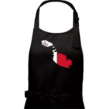 Kuchyňská zástěra Mapa Malta s vlajkou - Dámská zástěra na vaření - Univerzální velikost ( Černá )