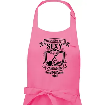 Kuchyňská zástěra Nesnáším být sexy zahradník - Pánská zástěra na vaření - Univerzální velikost ( Růžová )