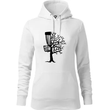 Dámská mikina Disc golf pozor strom - Mikina dámská Cape s kapucí - XL ( Bílá )