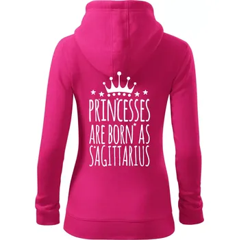 Dámská mikina Princesses are born as Sagittarius - Střelec - Dámská mikina trendy zipper s kapucí - M ( Purpurová )