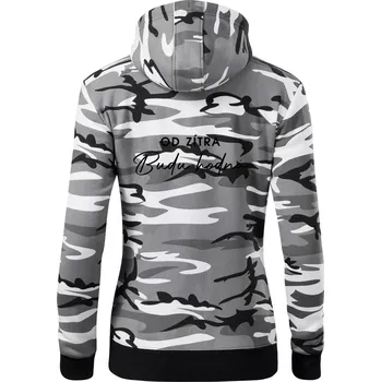 Dámská mikina Od zítra budu hodná - Dámská mikina trendy zipper s kapucí - XS ( Šedý maskáč )