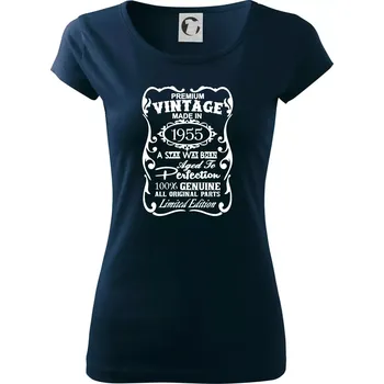 Dámské tričko Vintage Etiketa - 1955 - Dámské triko Pure - XS ( Námořní modrá (velmi tmavá - téměř černá) )