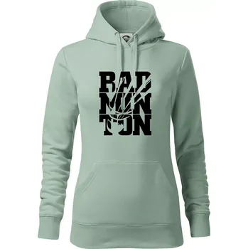 Dámská mikina Badminton nápis - Mikina dámská Cape s kapucí - XS ( Sage )