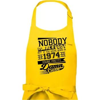 Kuchyňská zástěra Nobody is perfect - 1974 - Dámská zástěra na vaření - Univerzální velikost ( Žlutá )