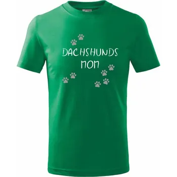 Chlapecké tričko Jezevčík - Dachshund mom (Reflexní tlapky) - Tričko dětské bavlněné - 134 cm/8 let ( Středně zelená )