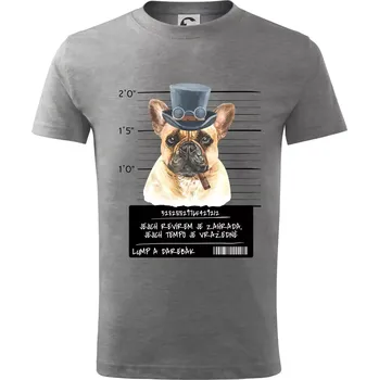 Chlapecké tričko Lump a darebák francouzský buldoček - Tričko dětské bavlněné - 104-110cm / 3-4 roky ( Tmavě šedý melír )
