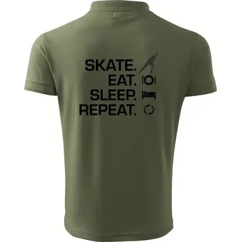 Pánská košile Eat sleep skate - lední bruslení - Polokošile pánská Pique Polo 203 - 5XL ( Khaki )