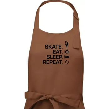 Kuchyňská zástěra Eat sleep skate - lední bruslení - Dámská zástěra na vaření - Univerzální velikost ( Kakaová )