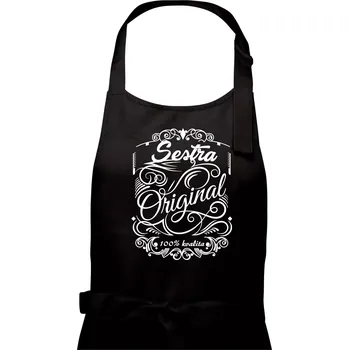 Kuchyňská zástěra Vintage nejlepší sestra 100% kvalita - Dámská zástěra na vaření - Univerzální velikost ( Černá )