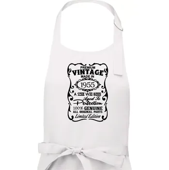 Kuchyňská zástěra Vintage Etiketa - 1955 - Dámská zástěra na vaření - Univerzální velikost ( Bílá )