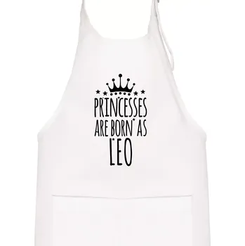 Kuchyňská zástěra Princesses are born as Leo - Lev - Dětská zástěra na vaření - Univerzální velikost ( Bílá )