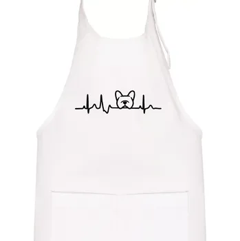 Kuchyňská zástěra EKG Francouzský buldoček hlava - Dětská zástěra na vaření - Univerzální velikost ( Bílá )