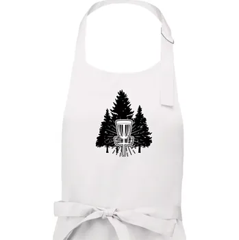 Kuchyňská zástěra Disc golf stromy - Dámská zástěra na vaření - Univerzální velikost ( Bílá )