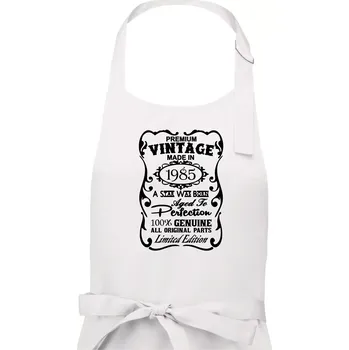 Kuchyňská zástěra Vintage Etiketa - 1985 - Dámská zástěra na vaření - Univerzální velikost ( Bílá )