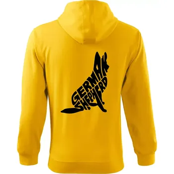 Pánská mikina Německý ovčák sedící napis - Mikina s kapucí na zip trendy zipper - 2XL ( Žlutá )