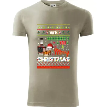 We Whiskey you a Merry Christmas - Viper FIT - Pánské zůžené tričko - 3XL ( Light khaki )