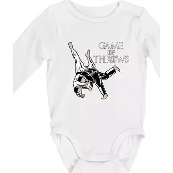 Game of Throws Judo - Body kojenecké s dlouhým rukávem - Dlouhý r. do 3 měs ( Bílá )