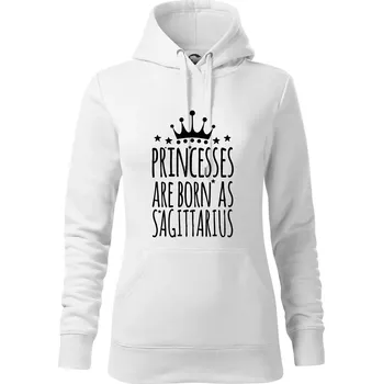 Dámská mikina Princesses are born as Sagittarius - Střelec - Mikina dámská Cape s kapucí - XS ( Bílá )