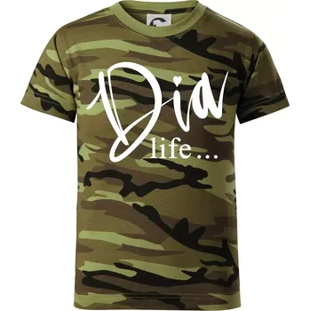 Chlapecké tričko D I A Life - Dětské maskáčové triko - 122 cm/6 let ( Zelený maskáč )