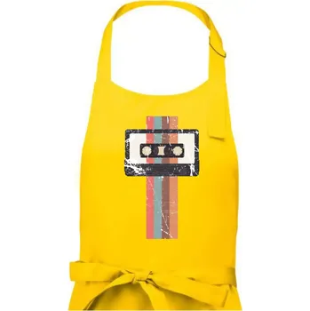 Kuchyňská zástěra Retro kazeta - pruhy - Dámská zástěra na vaření - Univerzální velikost ( Žlutá )