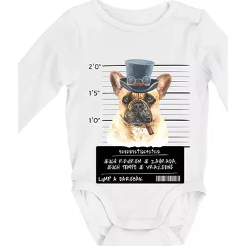 Kojenecké oblečení Lump a darebák francouzský buldoček - Body kojenecké s dlouhým rukávem - Dlouhý r. do 3 měs ( Bílá )