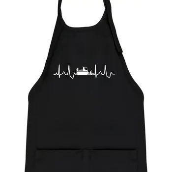 Kuchyňská zástěra Ekg rolba - Dětská zástěra na vaření - Univerzální velikost ( Černá )