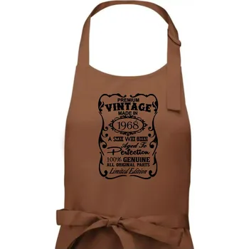 Kuchyňská zástěra Vintage Etiketa - 1968 - Dámská zástěra na vaření - Univerzální velikost ( Kakaová )