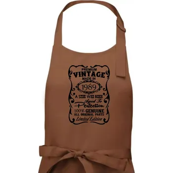 Kuchyňská zástěra Vintage Etiketa - 1989 - Pánská zástěra na vaření - Univerzální velikost ( Kakaová )