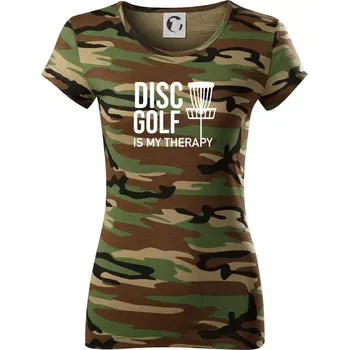 Dámské tričko Disc golf is my therapy - Dámské maskáčové triko - XS ( Hnědý maskáč )