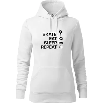 Dámská mikina Eat sleep skate - lední bruslení - Mikina dámská Cape s kapucí - S ( Bílá )