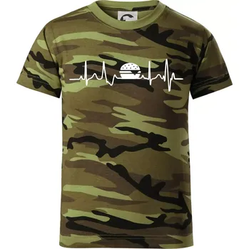 Ekg hamburger - Dětské maskáčové triko - 134 cm/8 let ( Zelený maskáč )