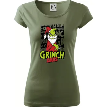 Dámské tričko Grinch Xmas - Dámské triko Pure - S ( Khaki )
