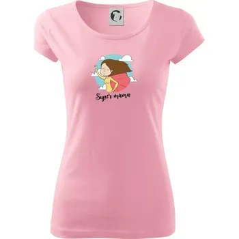 Dámské oblečení Kreslený obrázek Super máma - Dámské triko Pure - XS ( Růžová )