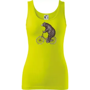 Dámské tričko Medvěd na kole - Dámské tílko - M ( Limetková )