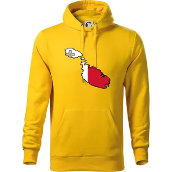Pánská mikina Mapa Malta s vlajkou - Mikina pánská Cape s kapucí - 3XL ( Žlutá )