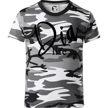 Chlapecké tričko D I A Life - Dětské maskáčové triko - 122 cm/6 let ( Šedý maskáč )