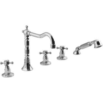 Vodovodní baterie Reitano Rubinetteria ANTEA pětiprvková baterie na okraj vany s retro hubicí, chrom