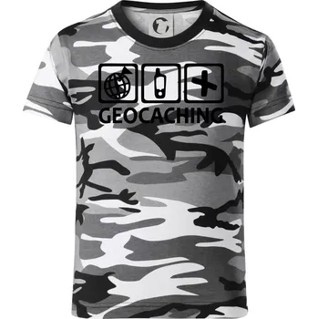 Chlapecké tričko Geocaching ikony - Dětské maskáčové triko - 104-110cm / 3-4 roky ( Šedý maskáč )