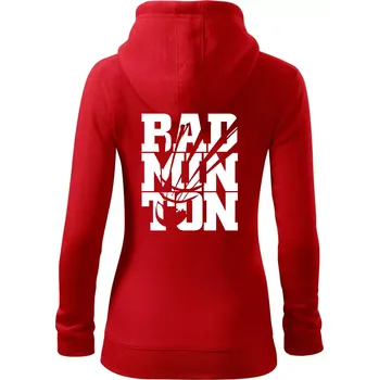 Dámská mikina Badminton nápis - Dámská mikina trendy zipper s kapucí - XL ( Červená )