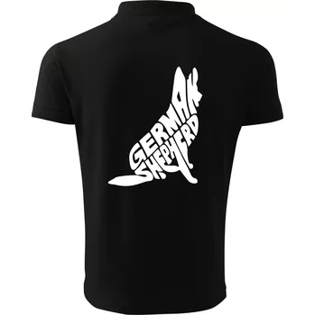 Pánská košile Německý ovčák sedící napis - Polokošile pánská Pique Polo 203 - 4XL ( Černá )