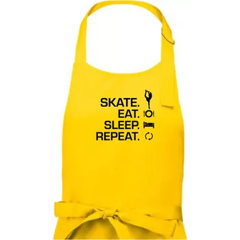 Kuchyňská zástěra Eat sleep skate - lední bruslení - Dámská zástěra na vaření - Univerzální velikost ( Žlutá )