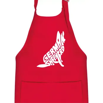 Kuchyňská zástěra Německý ovčák sedící napis - Dětská zástěra na vaření - Univerzální velikost ( Červená )