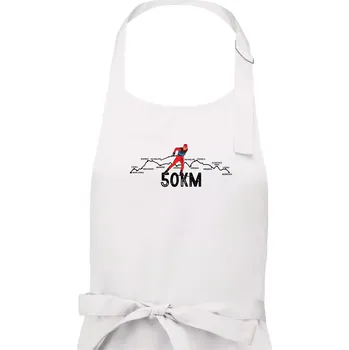 Kuchyňská zástěra 50km po Jizerkách - Pánská zástěra na vaření - Univerzální velikost ( Bílá )
