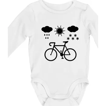 Kojenecký body Cyklista za každého počasí - Body kojenecké s dlouhým rukávem - Dlouhý r. do 3 měs ( Bílá )