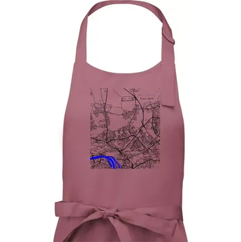 Kuchyňská zástěra Praha 18200 - Mapa s vodními toky - Dámská zástěra na vaření - Univerzální velikost ( Starorůžová )