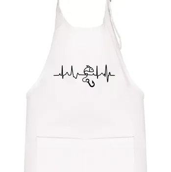 Kuchyňská zástěra Ekg rybaření - Dětská zástěra na vaření - Univerzální velikost ( Bílá )