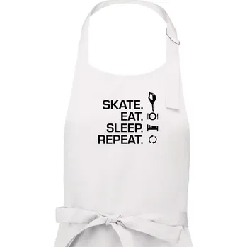 Kuchyňská zástěra Eat sleep skate - lední bruslení - Dámská zástěra na vaření - Univerzální velikost ( Bílá )