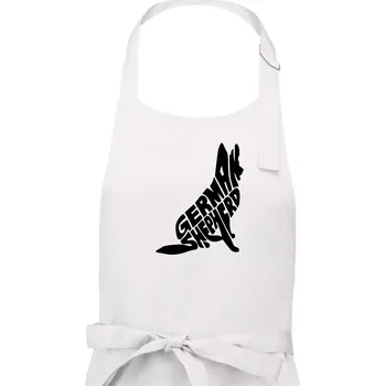 Kuchyňská zástěra Německý ovčák sedící napis - Pánská zástěra na vaření - Univerzální velikost ( Bílá )